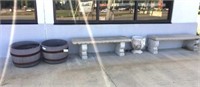 2 concrete benches, 55 x 18 x 18H, planter,