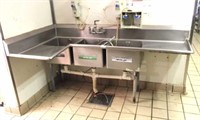 L shaped  stainless 3 sink unit 84 x 24 x 36H &