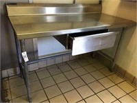 stainless table 60 x 30 x 42H w 22" drawer