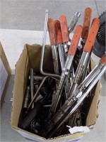 BOX OF ASSORTED SOCKETS AND TOOLS