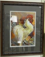 REDFORD BROWN  ROOSTER AND HENS PAINTING