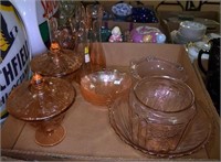 15 Pieces Pink Depression Glass