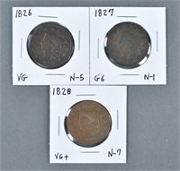 Three Coronet Head Cents