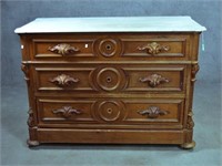 Victorian Marble-Top Chest of Three Drawers