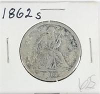 1862-S SEATED SILVER HALF DOLLAR COIN