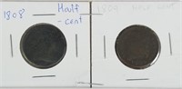 1808 & 1809 HALF CENT COIN