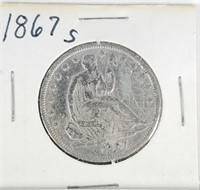 1867-S SEATED SILVER HALF DOLLAR COIN