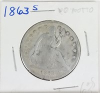1863-S SEATED SILVER HALF DOLLAR COIN