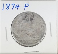 1874-P SEATED LIBERTY HALF DOLLAR