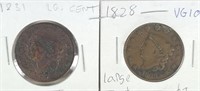 1828 & 1831 LARGE CENT COINS