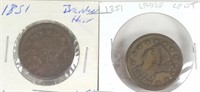 1851 & 1851 LARGE CENT COINS