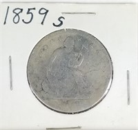 1859-S SEATED SILVER HALF DOLLAR COIN