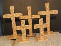SELECTION OF CARVED WOOD CROSSES