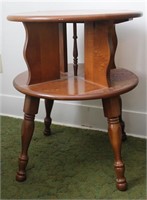 TWO TIER MAPLE ROUND SIDE TABLE