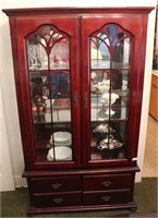 MIRRORED BACK CHERRY DISPLAY CABINET