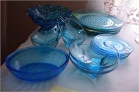 16 Pieces-Blue Glassware