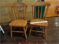 Pair of Vintage Child's Wooden Chairs