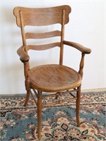 Vintage Oak Ladder Back Captain's Chair