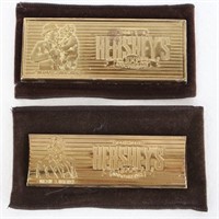 (2) 100th Anniversary Gold Milton S Hershey Bars