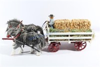 Vintage Wooden Horses & Hay Carriage Toy