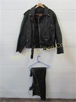 Interstate Leather Coat & Chaps - Men's Size Large