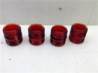 (4) Dietz #40 Red Replacement Lantern Glass