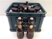 Vtg German Beer Bottles w/ Parkbrau Case