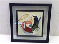 Signed Framed Double Matted Abstract Print 15 x 15