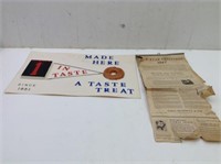 Plastic Doughnut Advertising Sign & 1947 Calendar