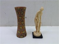 10" Nice Pottery Vase  Resin Nude Statuette  10"