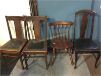 Assortment of four vintage chairs