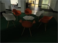 LOT, (6) POLY RECEPTION CHAIRS W/27" HEXAGON