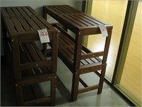 LOT, (2) 45"W WOOD BENCHES