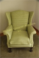 VINTAGE CHIPPENDALE STYLE WING BACK CHAIR