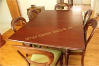 ENGLISH MAHOGANY DINING ROOM TABLE + TWO FILLERS