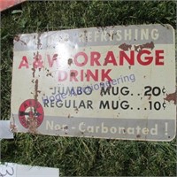 A&W orange drink metal sign