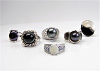 Six Sterling Silver Rings