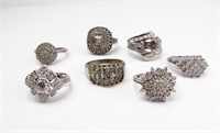 Seven Sterling Silver Rings