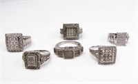 Six Sterling Silver Rings