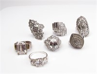 Seven Sterling Silver Rings