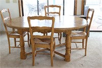Rustic Country Oak Dining Table & Chairs (4)