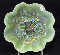 Rose Show ruffled bowl - aqua opal