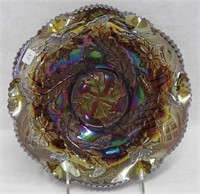 M'burg Whirling Leaves ruffled bowl - amethyst