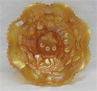 Three Fruits ruffled bowl w/BW back - marigold