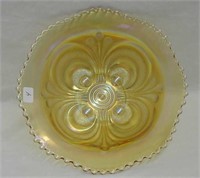 Scroll Embossed 8" round bowl - marigold