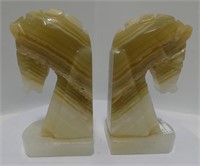 6" ONYX HORSE HEAD BOOKENDS