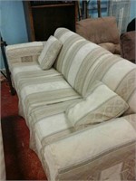 Tan striped fabric couch