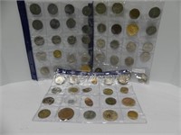 45 PCS. ASSORTED FOREIGN COINS & TOKENS
