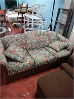 Flower sofa wood front w/matching chair and end