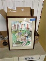 Signed Jack Lewis watercolor 22 inches by 28